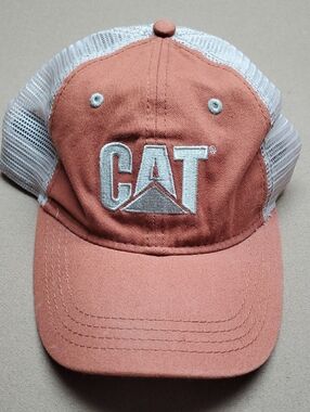 Mesh Back Baseball Cap in Rust and White